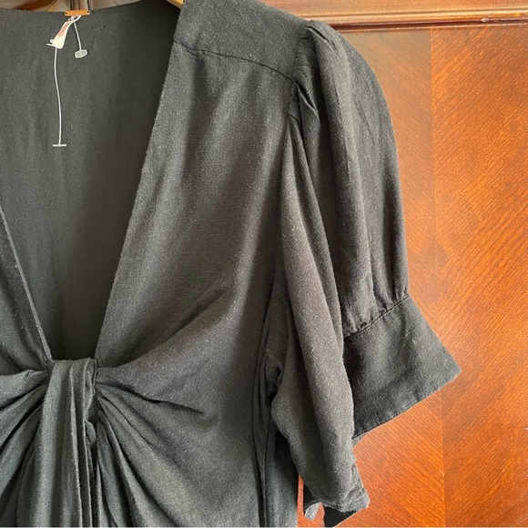 Free People Tie-Neck/Button Front Linen Dress NWOT! - Picture 5 of 9